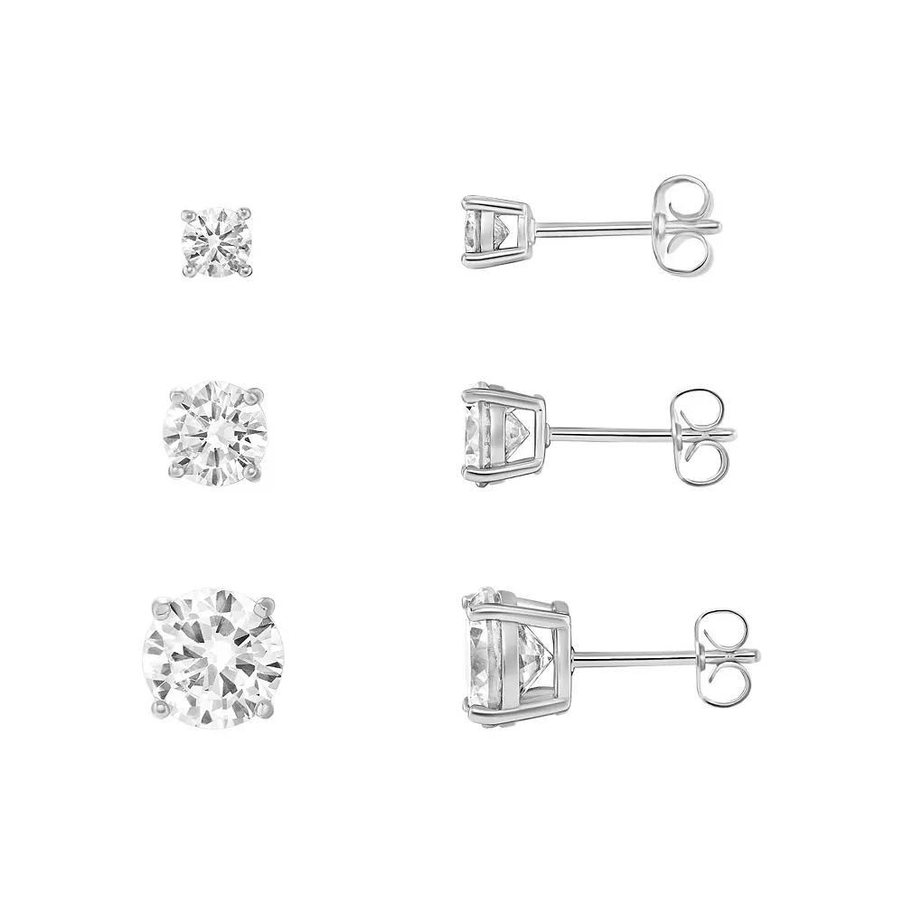 PRIMROSE 3-Pair Cubic Zirconia Stud Earring Set, Women's, Gold Tone Product Image