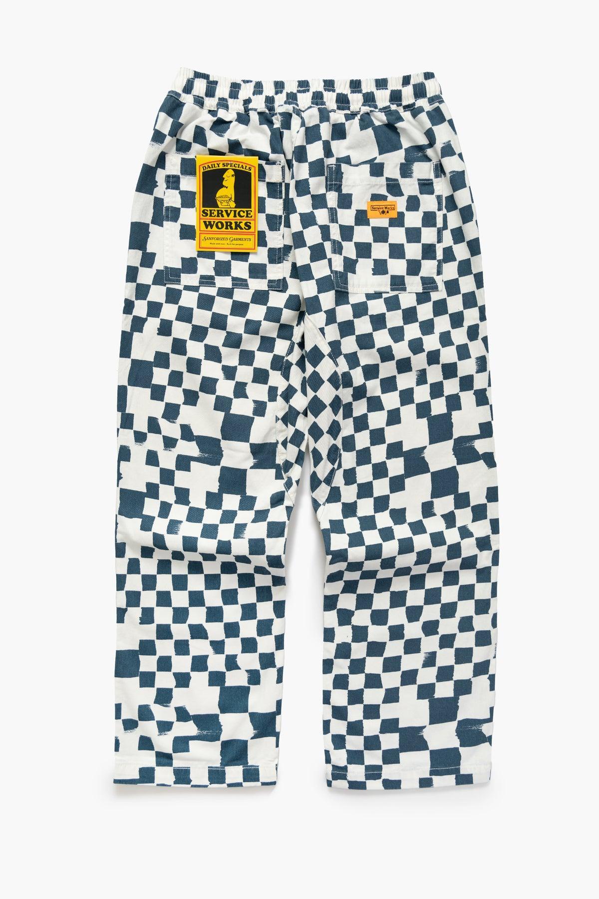 Printed Chef Pants - Teal Checker Product Image