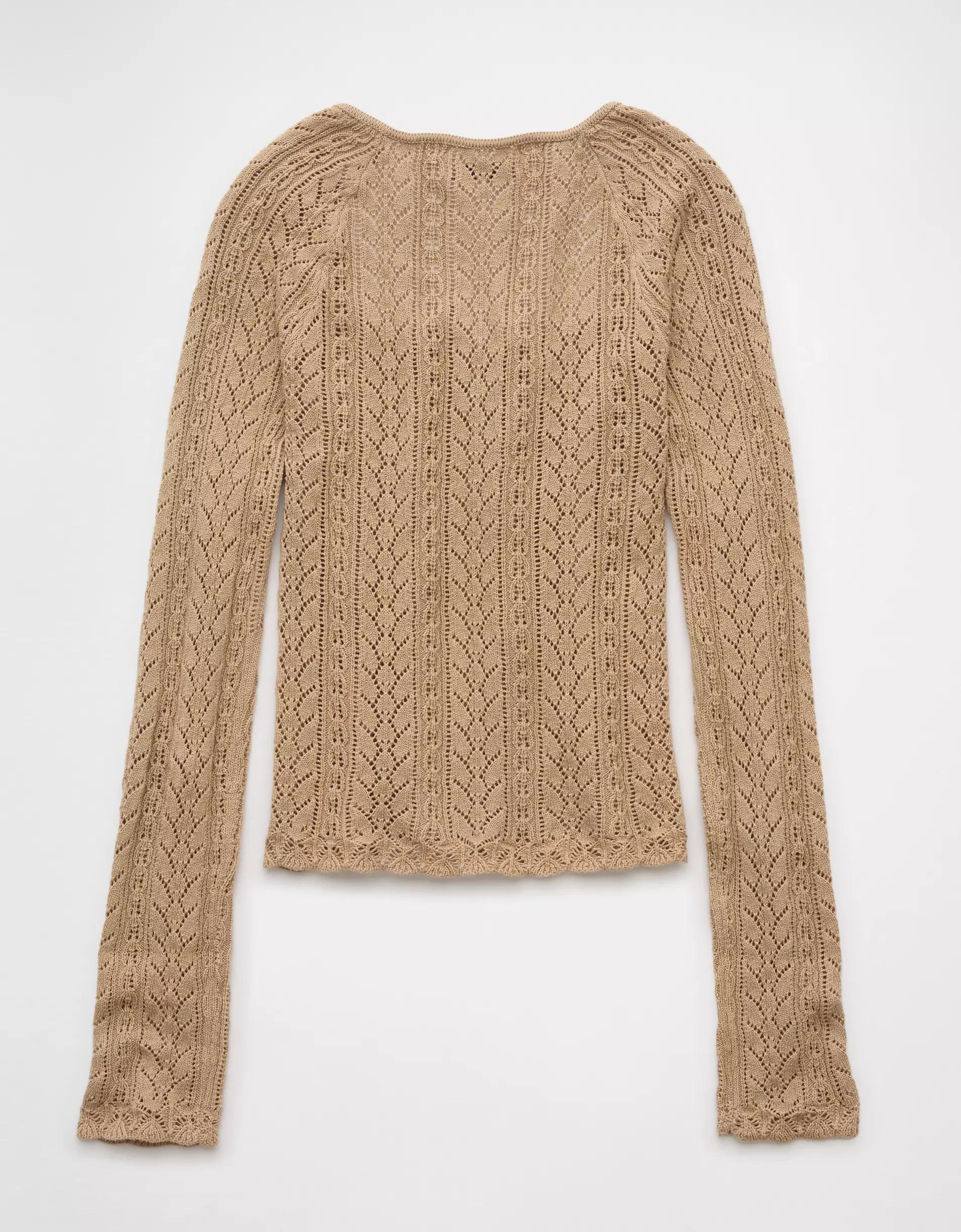 AE Square Neck Open Knit Sweater Product Image