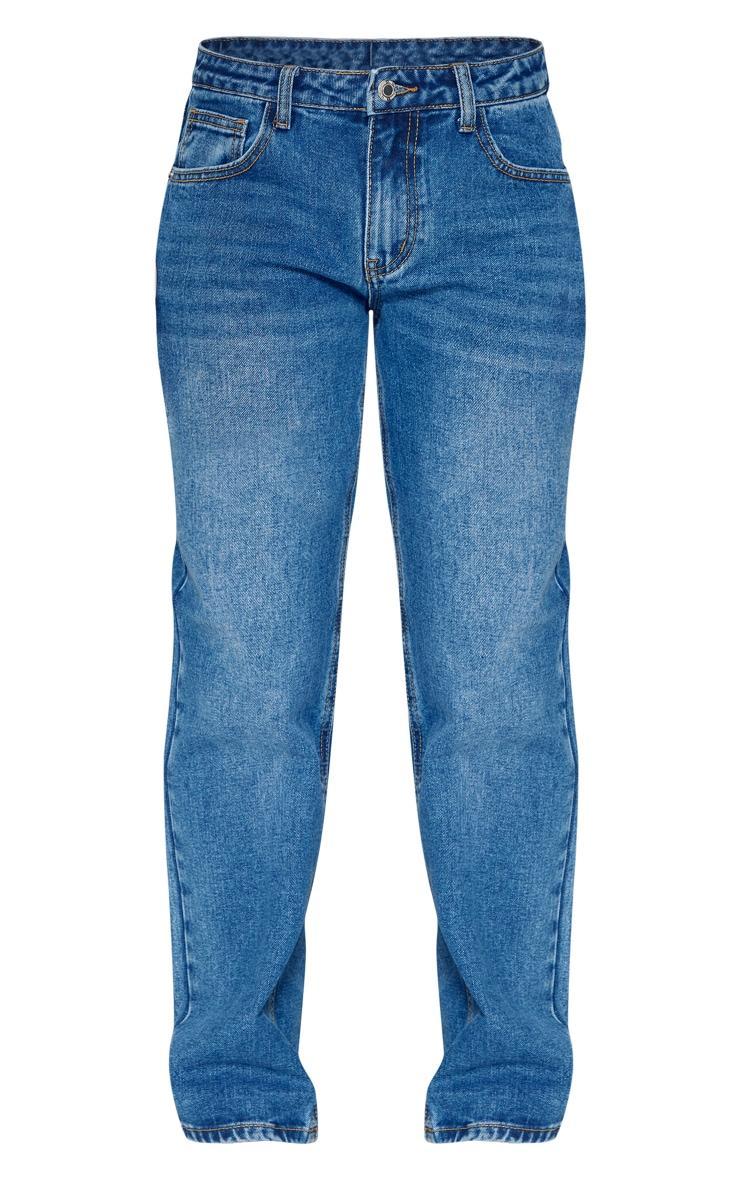 Petite Indigo Blue Wash Rigid Low Rise Straight Leg Jeans Product Image