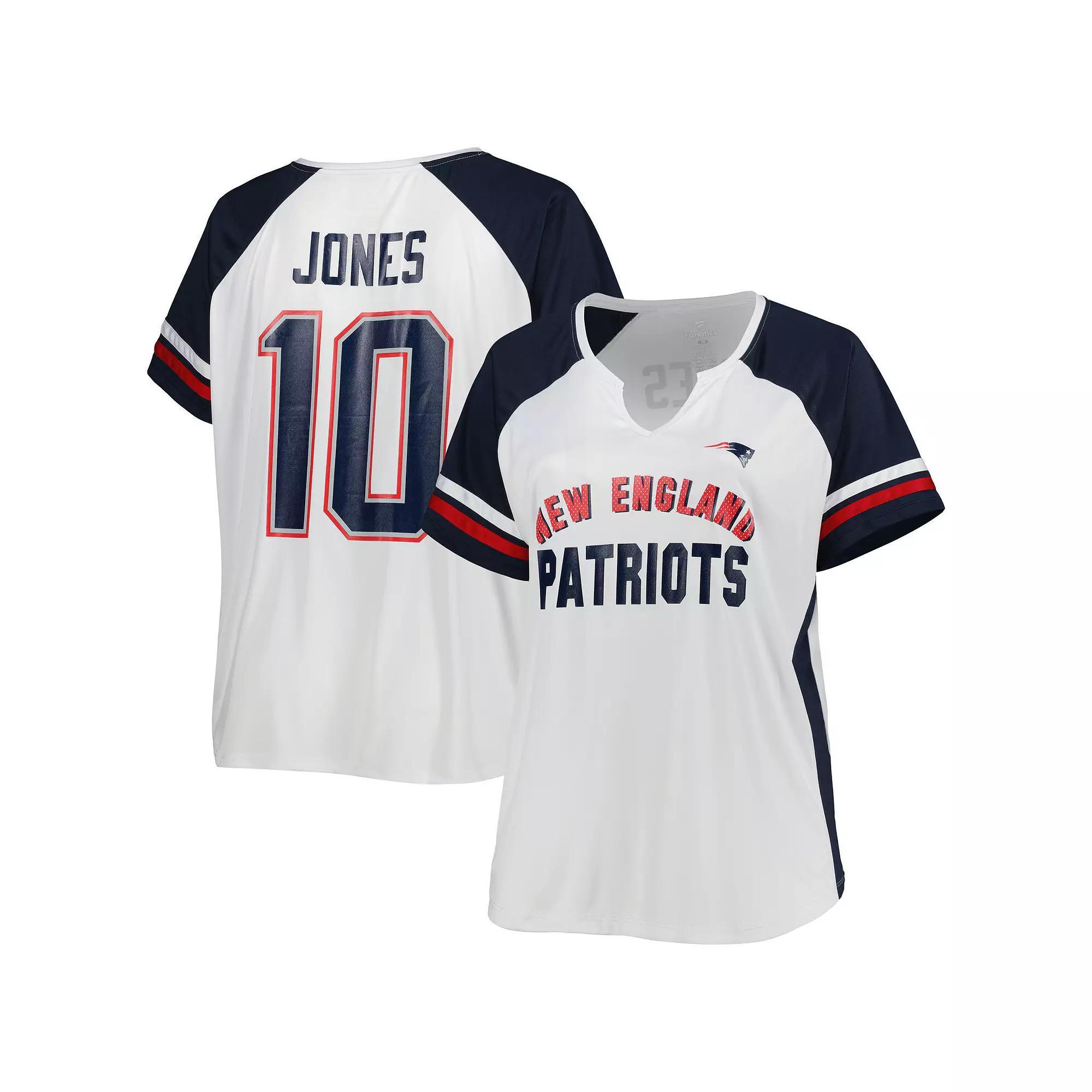 Women's Mac Jones White New England Patriots Plus Size Notch Neck T-Shirt, Size: 3XL Product Image