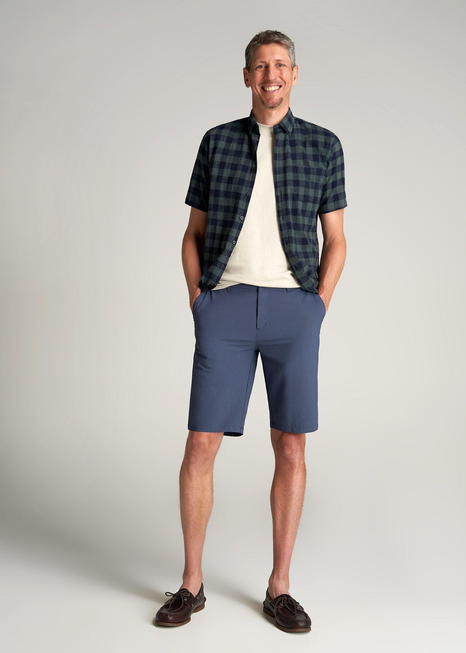 Premium Hybrid Shorts for Tall Men in Smoky Blue Product Image