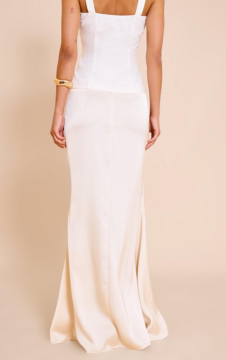  Cream Satin Floaty Maxi Skirt Product Image
