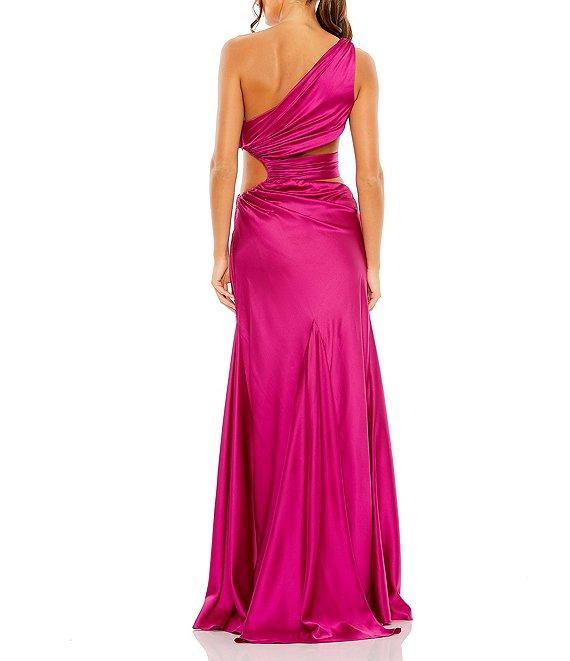 Mac Duggal One Shoulder Side Cut Out Satin Gown Product Image