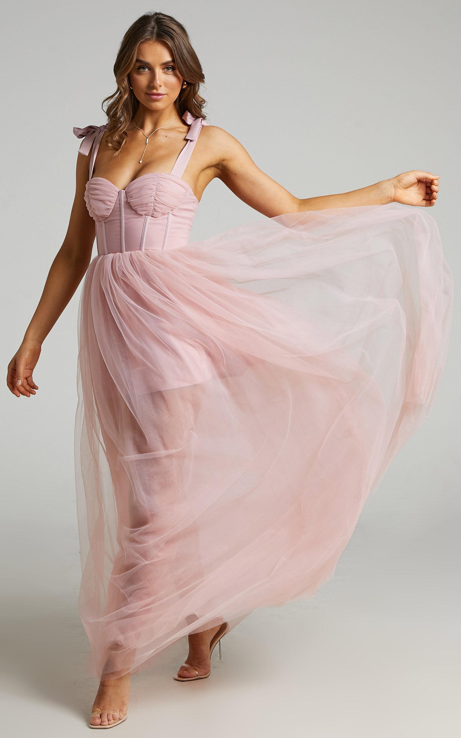 Emmary - Bustier Bodice Tulle Dress in Pink Product Image