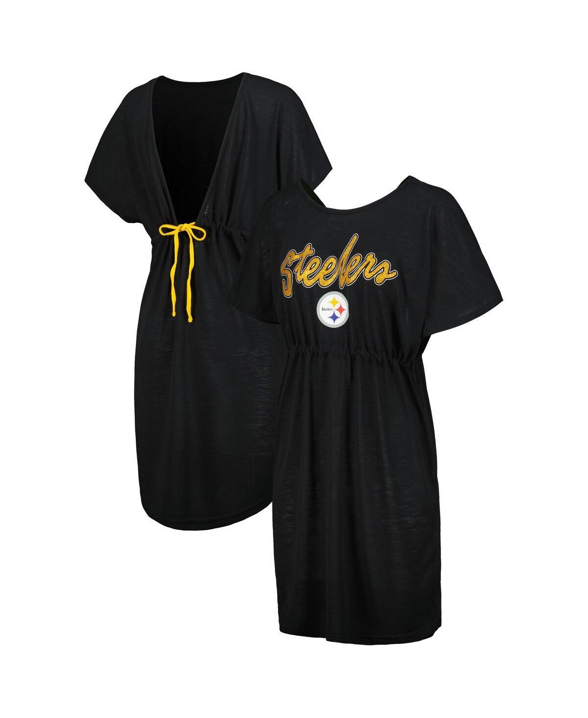 Women's G-III 4Her by Carl Banks Black Pittsburgh Steelers Versus Swim Cover-Up, Size: XS Product Image