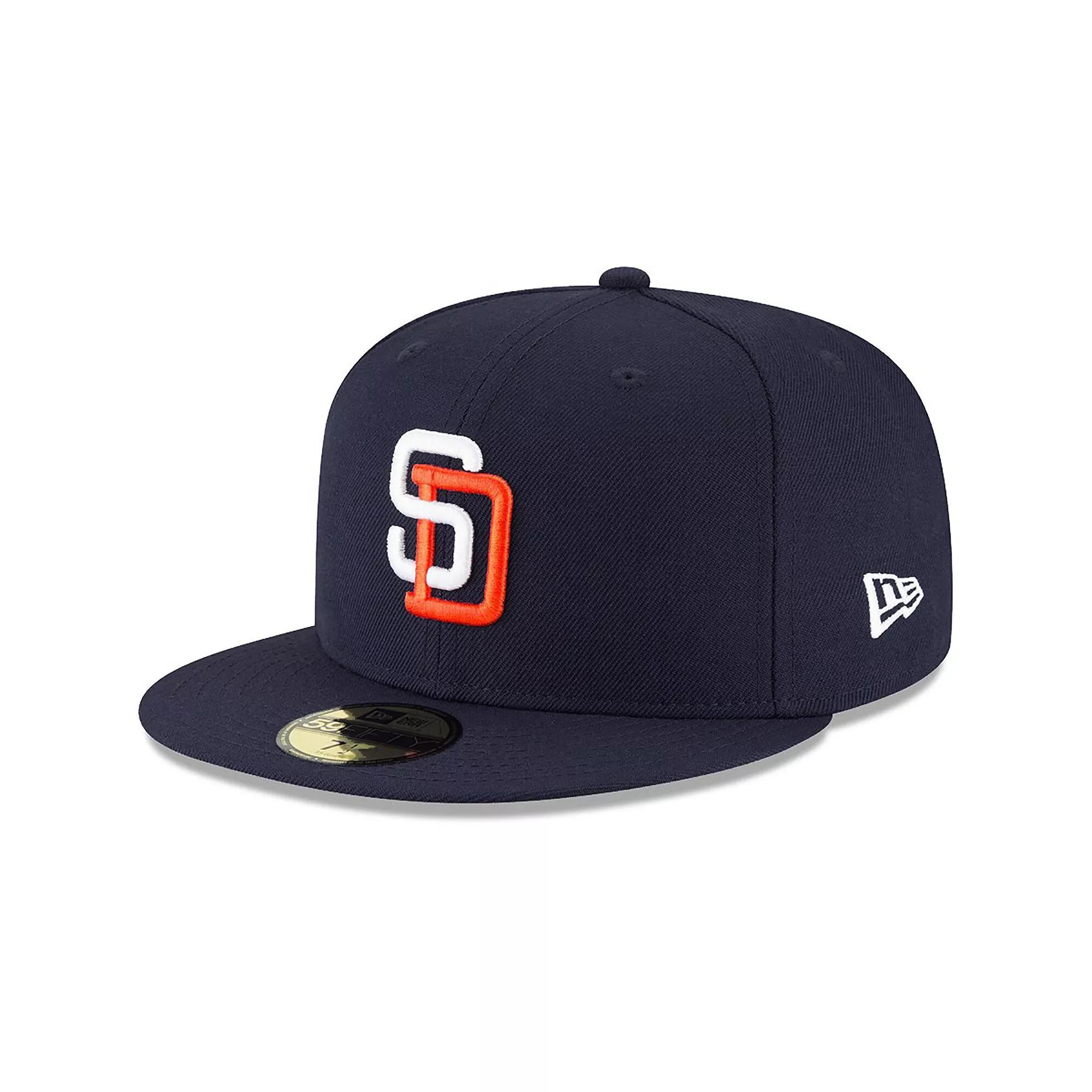 Men's New Era Navy San Diego Padres Cooperstown Collection Wool 59FIFTY Fitted Hat, Size: 7 3/8, Blue Product Image