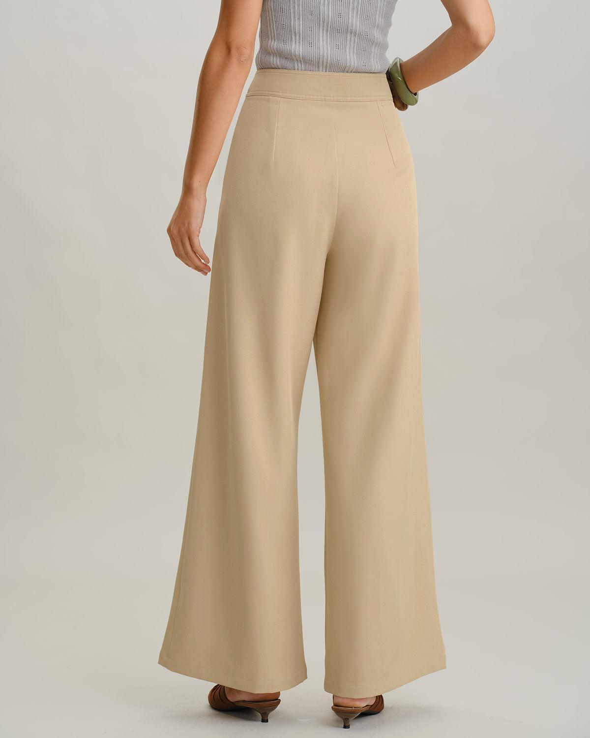 Beige Natural Waisted Straight Pants Product Image