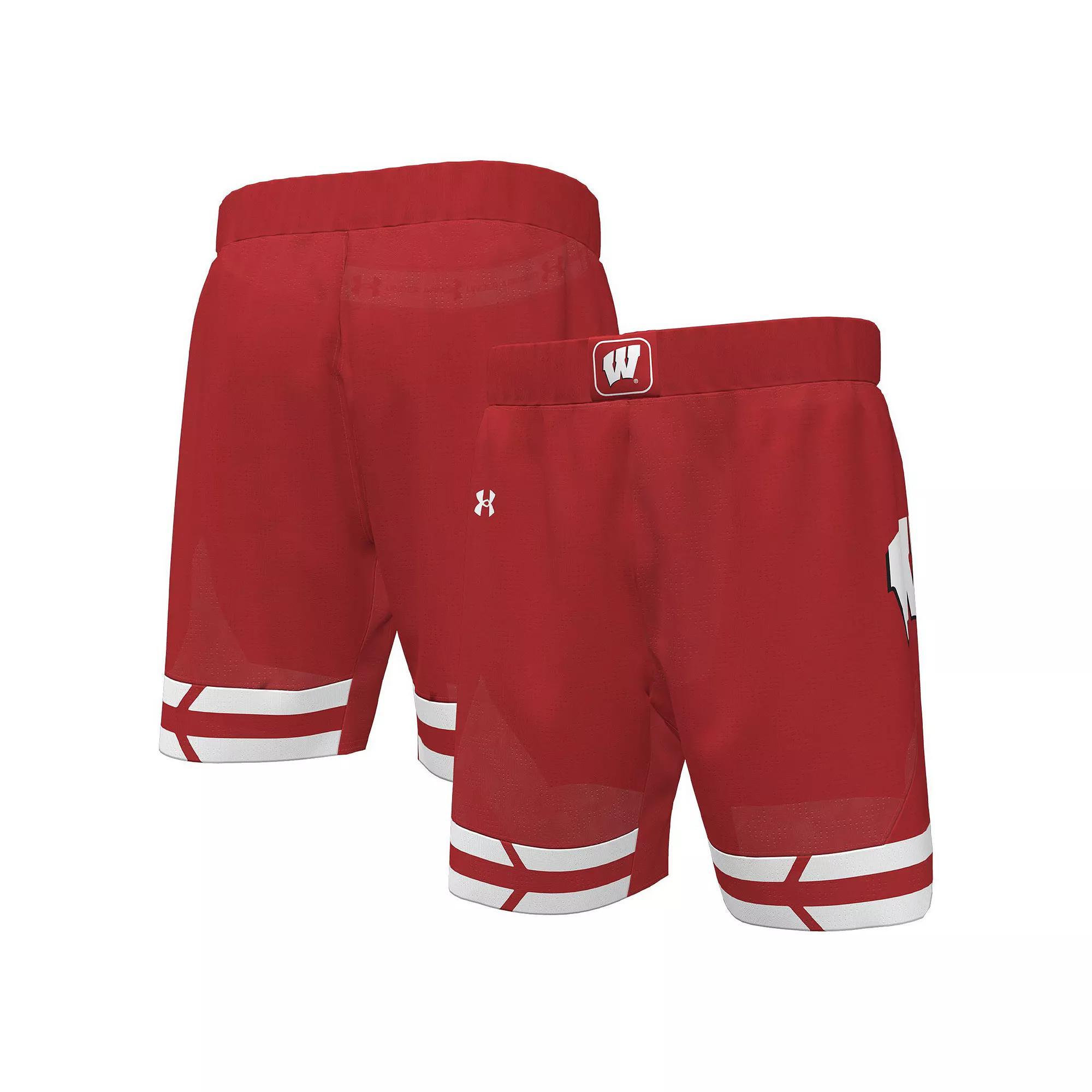 Men's Under Armour Red Wisconsin Badgers Replica Basketball Shorts, Size: XL Product Image
