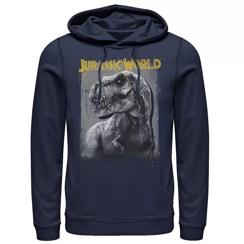 Mens Jurassic World T-Rex Profile Shading Graphic Pullover Hoodie Blue Product Image