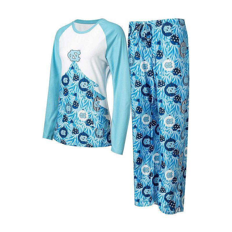 Womens Concepts Sport Carolina Blue North Carolina Tar Heels Tinsel Ugly Sweater Long Sleeve T-Shirt & Pants Sleep Set Product Image