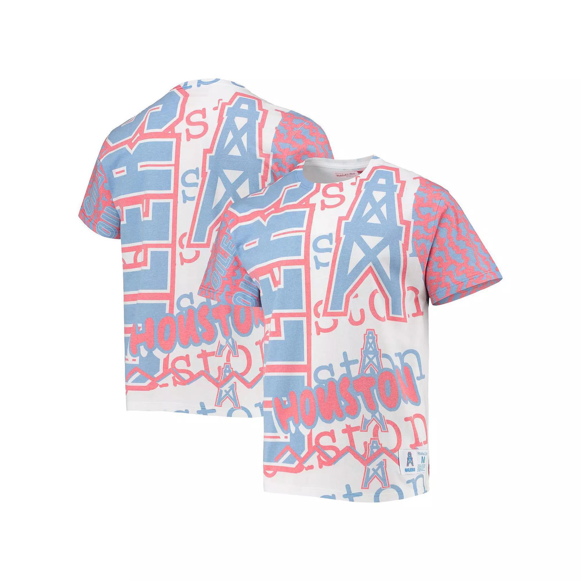Men's Mitchell & Ness White Houston Oilers Jumbotron 2.0 Sublimated T-Shirt,  Product Image