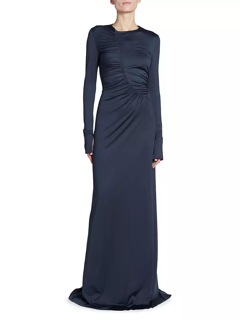 Ruched Long-Sleeve Gown Product Image