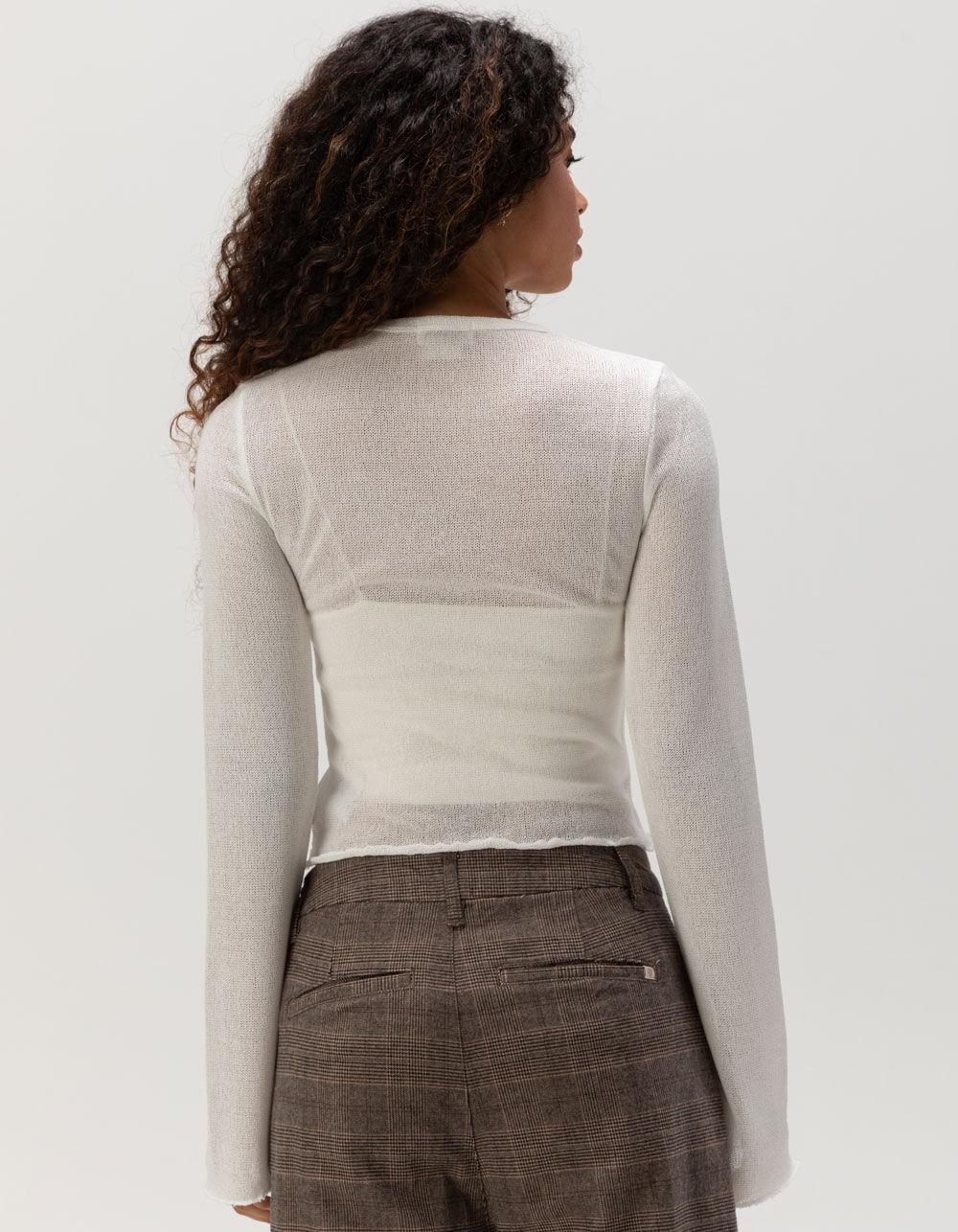 BRIXTON Sheer Knit Womens Long Sleeve Top - WHITE Product Image