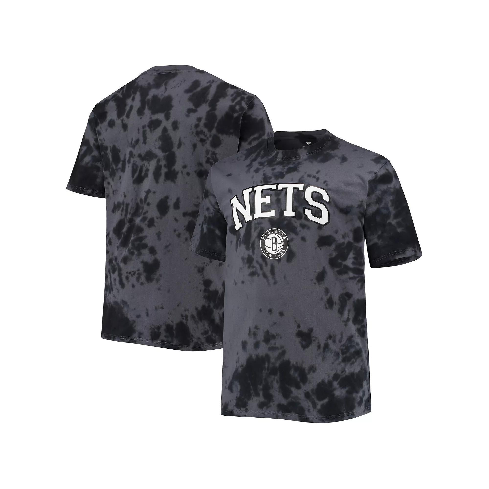 Men's Black Brooklyn Nets Big & Tall Marble Dye Tonal Performance T-Shirt, Size: 4XB Product Image