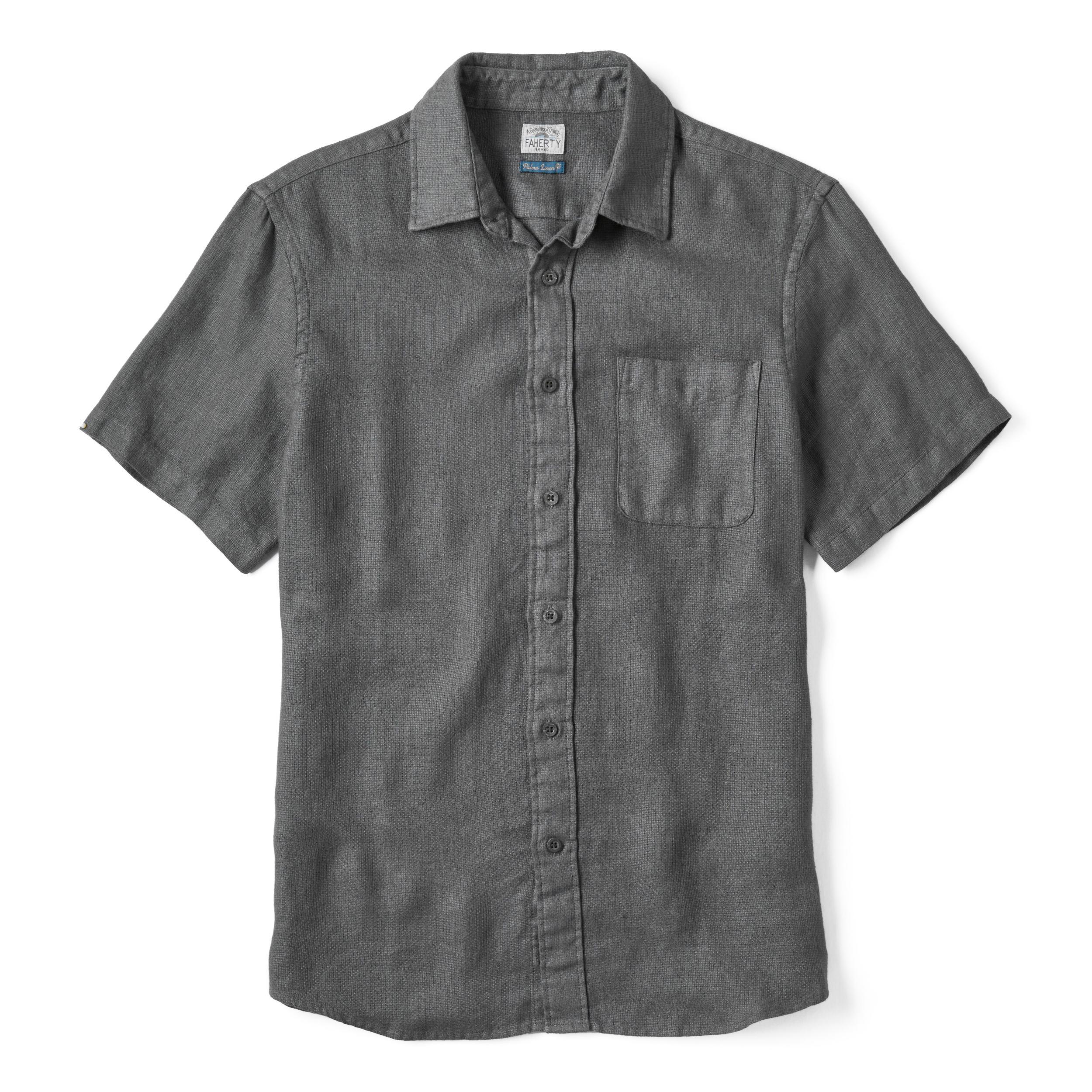 Short-Sleeve Palma Linen Shirt - Washed Black Basketweave Male Product Image