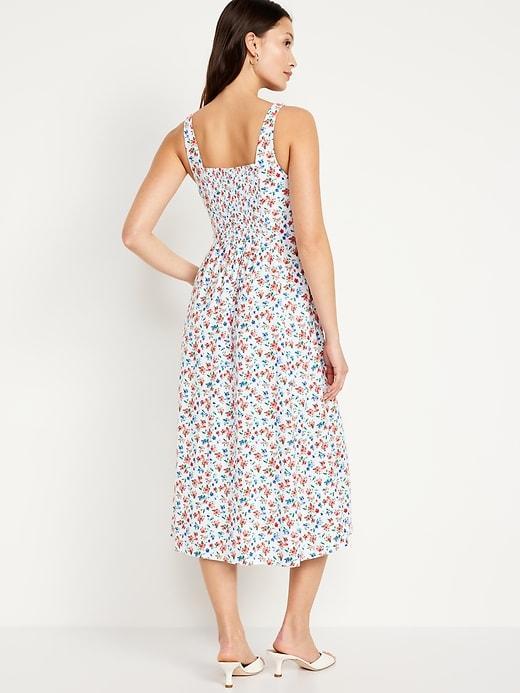 Fit &amp; Flare Linen-Blend Midi Dress Product Image