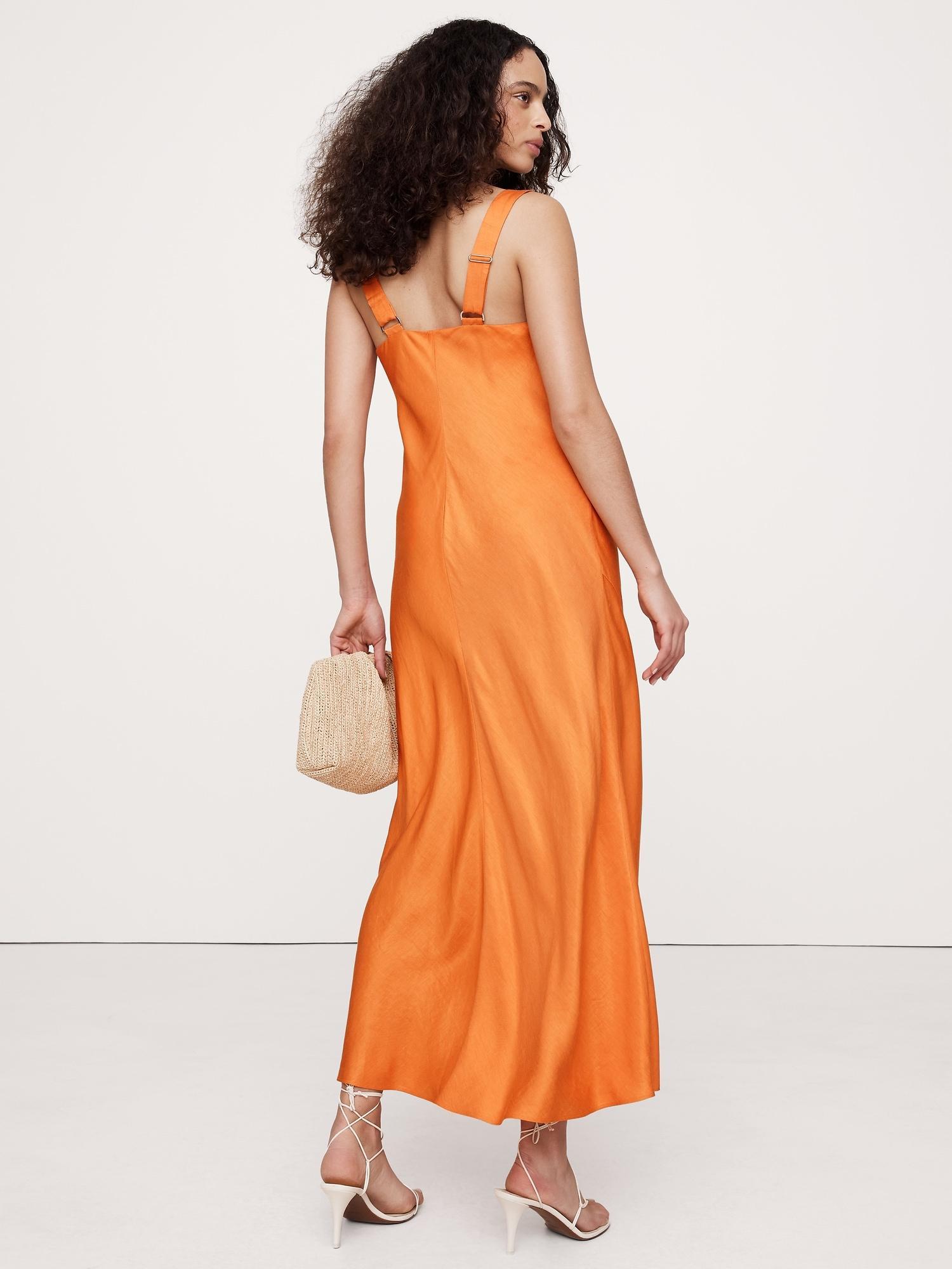 Draped Viscose-Linen Maxi Dress Product Image