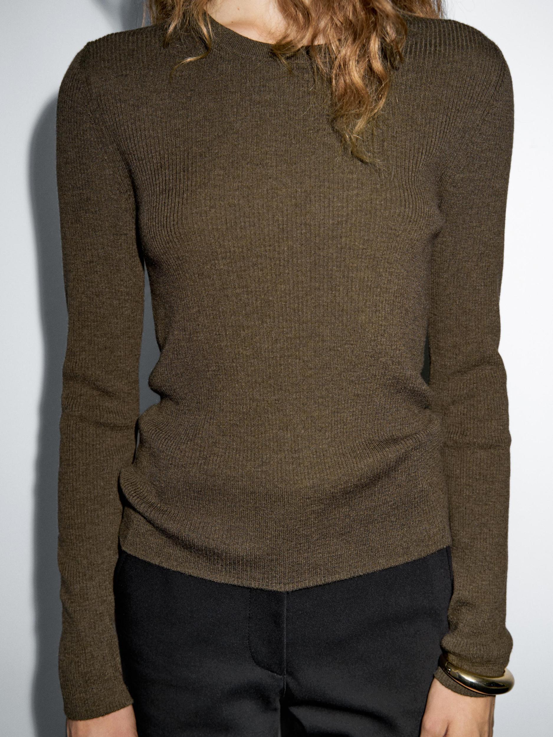 Ribbed knit wool blend sweater Product Image