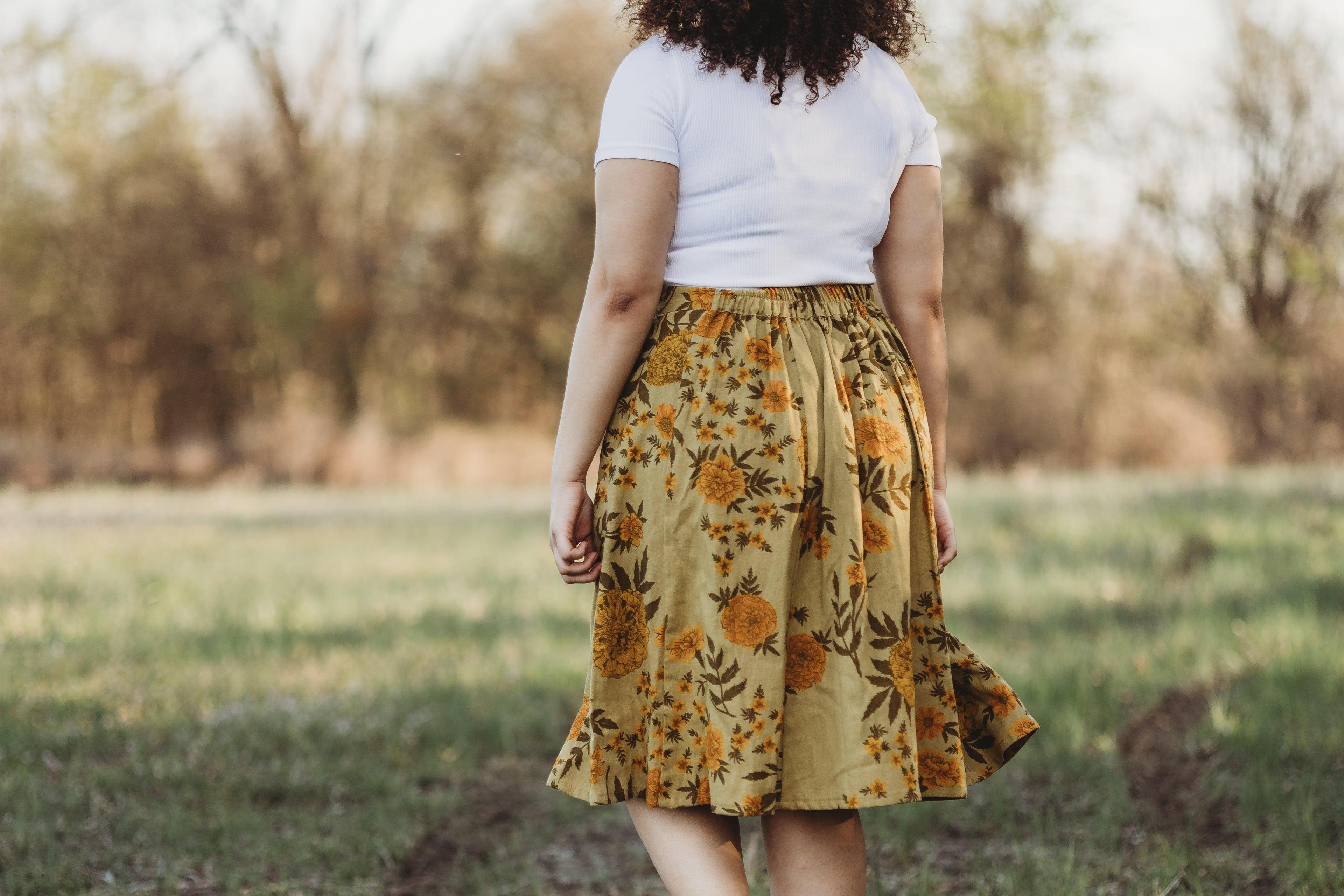 Bae Skirt in Mustard Marigold Linen Product Image