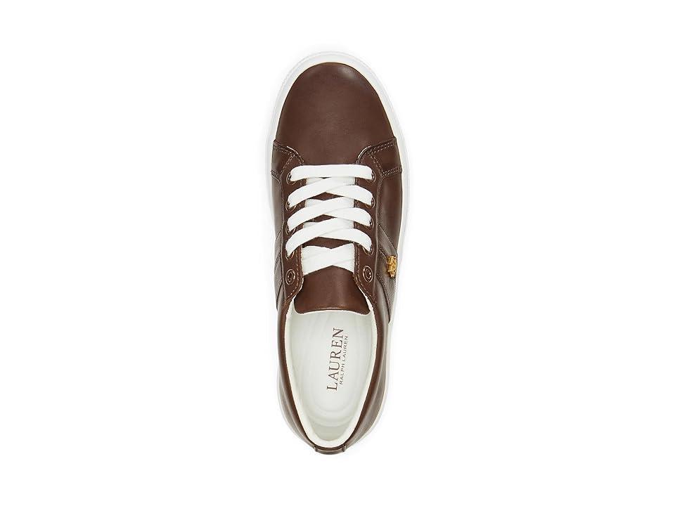 Lauren Ralph Lauren Janson II Burnished Leather Sneakers (Dark Mahogany) Women's Shoes Product Image