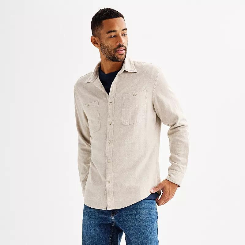 Men's Sonoma Goods For Life® Supersoft Flannel Button-Down Shirt, Size: XL, Blue Product Image