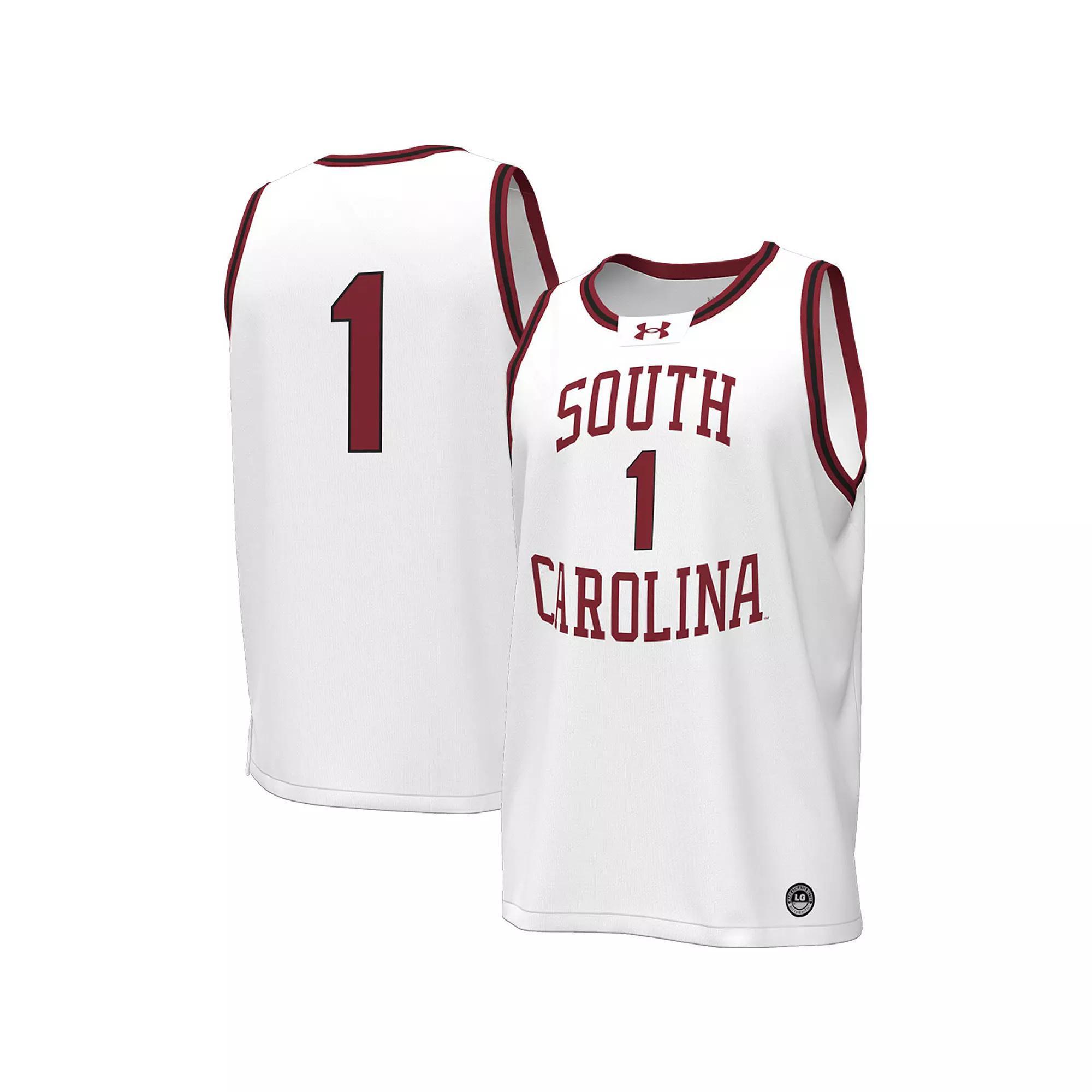 Men's Under Armour #1 White South Carolina Gamecocks Throwback Replica Basketball Jersey,  Product Image