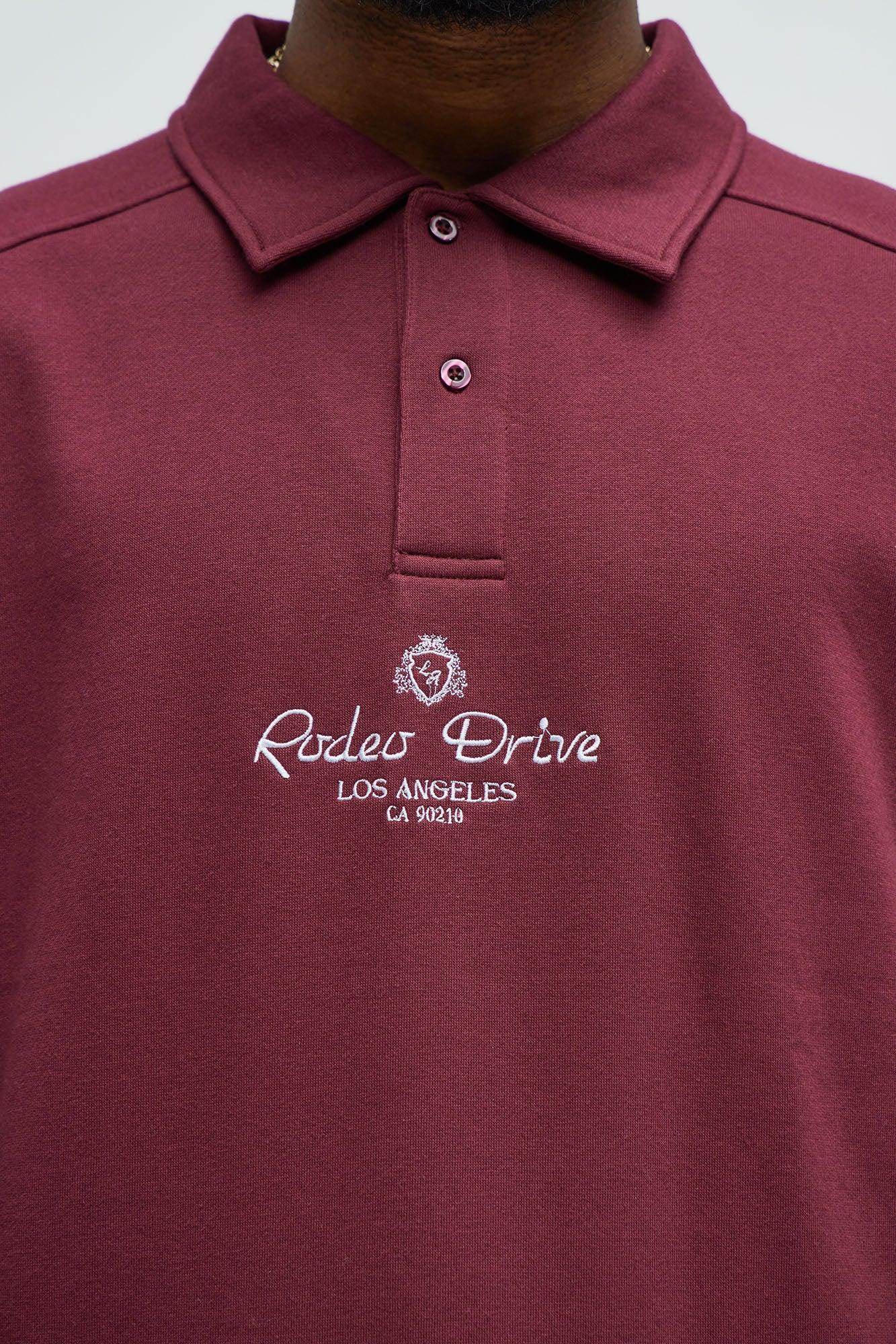 Rodeo Drive LA Collar Sweatshirt - Burgundy Product Image