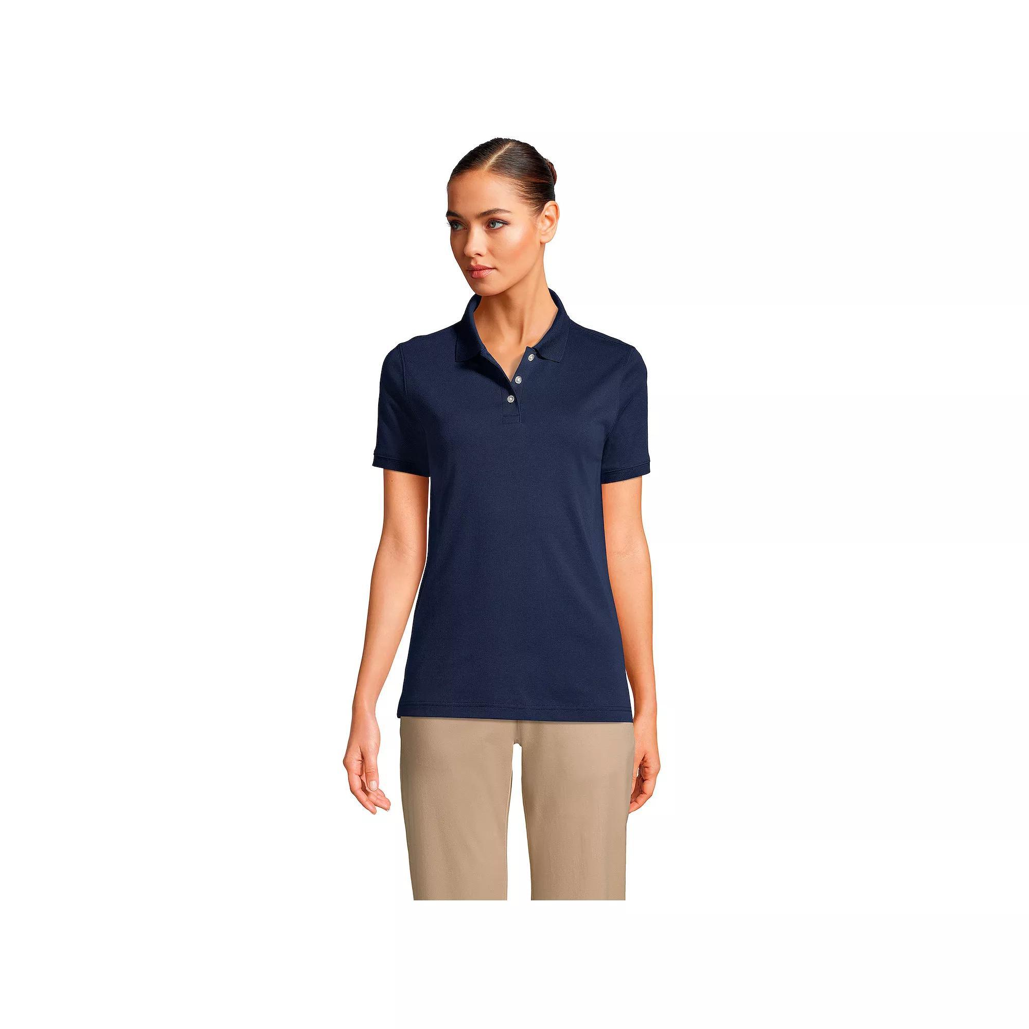 Women's Lands' End School Uniform Classic Short Sleeve Interlock Polo Top, Size: Small, Classic Blue Product Image