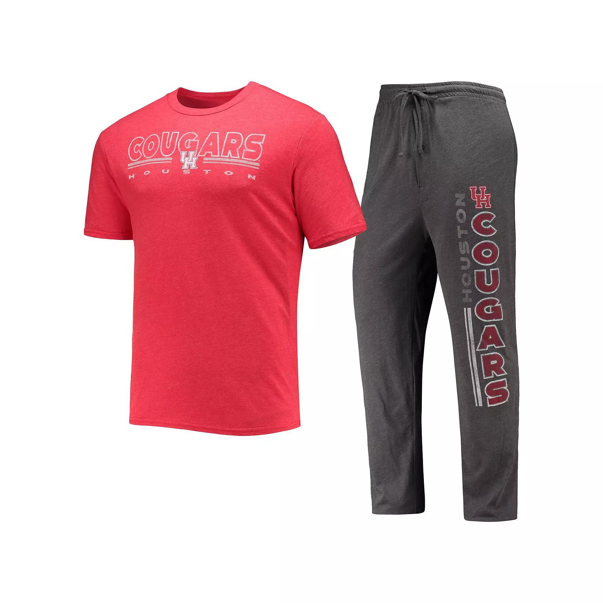 Men's Concepts Sport Heathered Charcoal/Red Houston Cougars Meter T-Shirt & Pants Sleep Set, Size: Large, Hou Charco Product Image