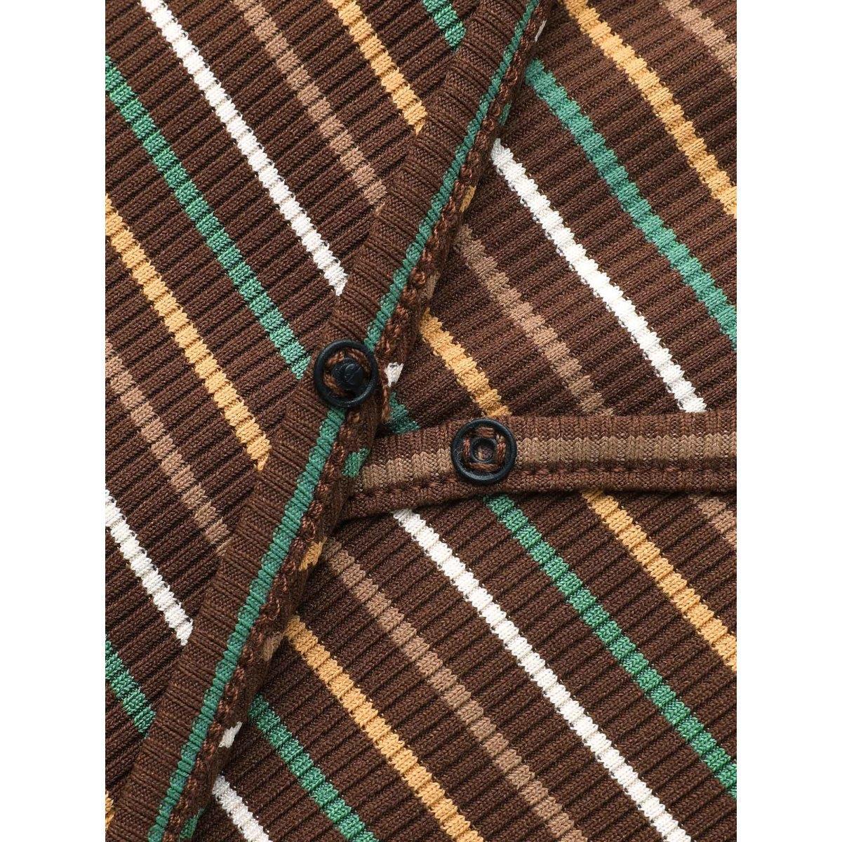 Plus Size Striped Overlap Collar Midi Dress Browncoffeecolor Women Elegant Texture Overlap Collar Long Sleeve Curvy BloomChic 18-20/2X Product Image