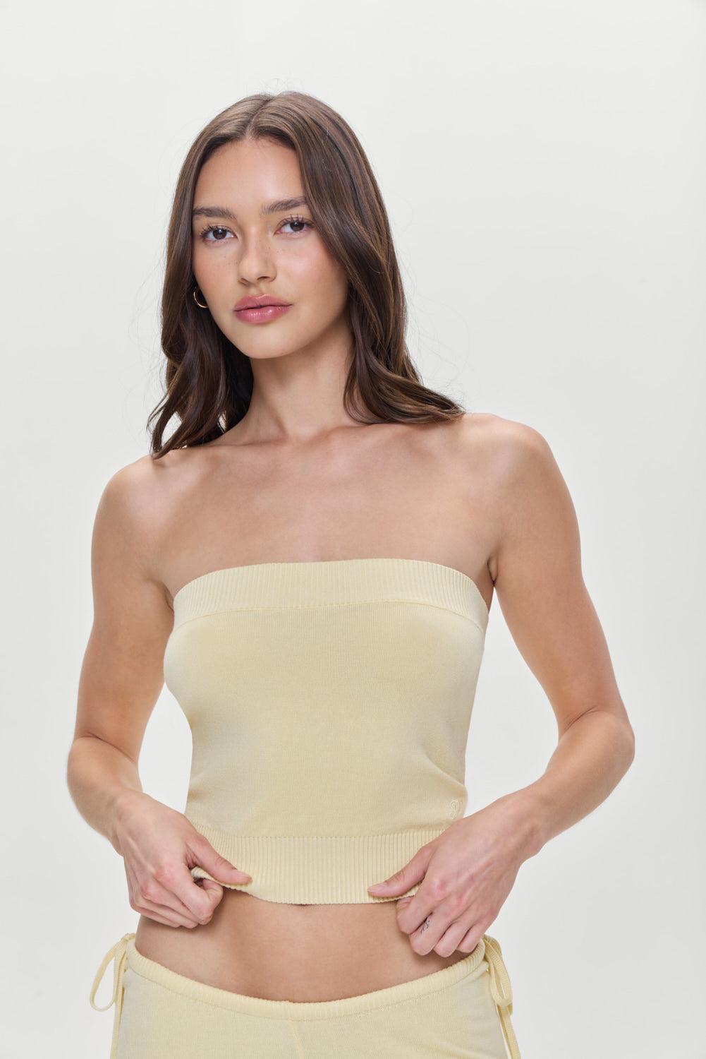 Destiny Knit Strapless Shirt - Buttercup Product Image