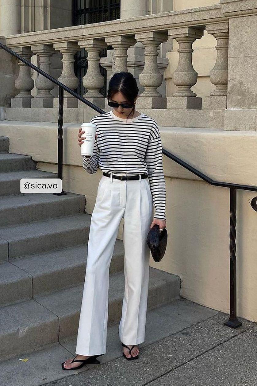 Striped Oversized Long Sleeved Top Product Image