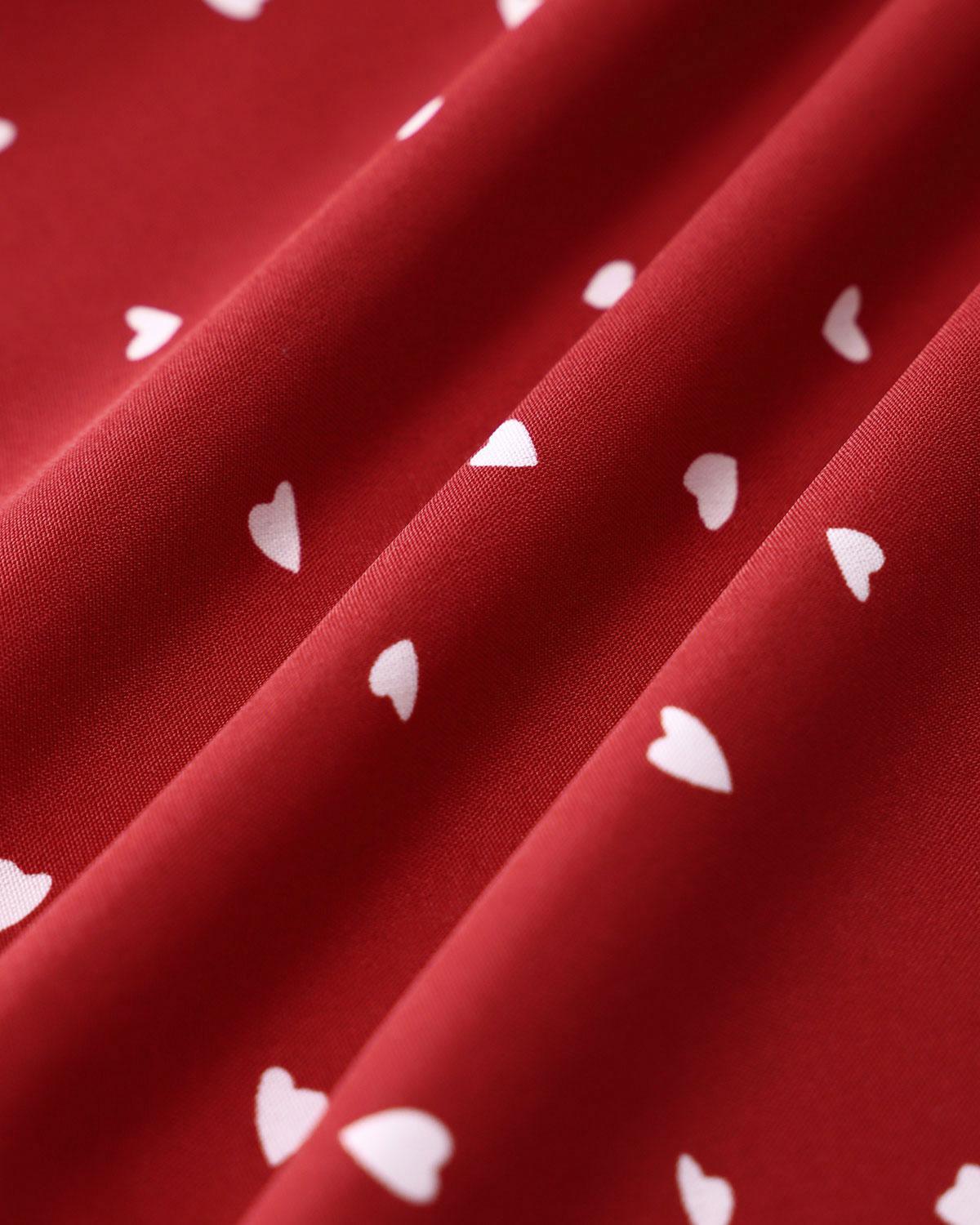 Red Heart Pattern Sweetheart Neck Slip Mini Dress Product Image