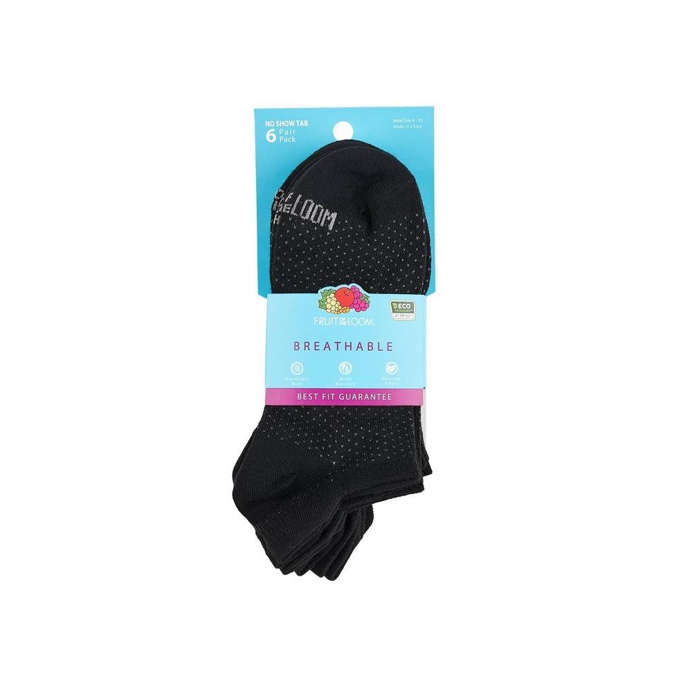 Fruit of the Loom Womens Breathable Lightweight 6pk No Show Tab Athletic Socks 4-10 Product Image