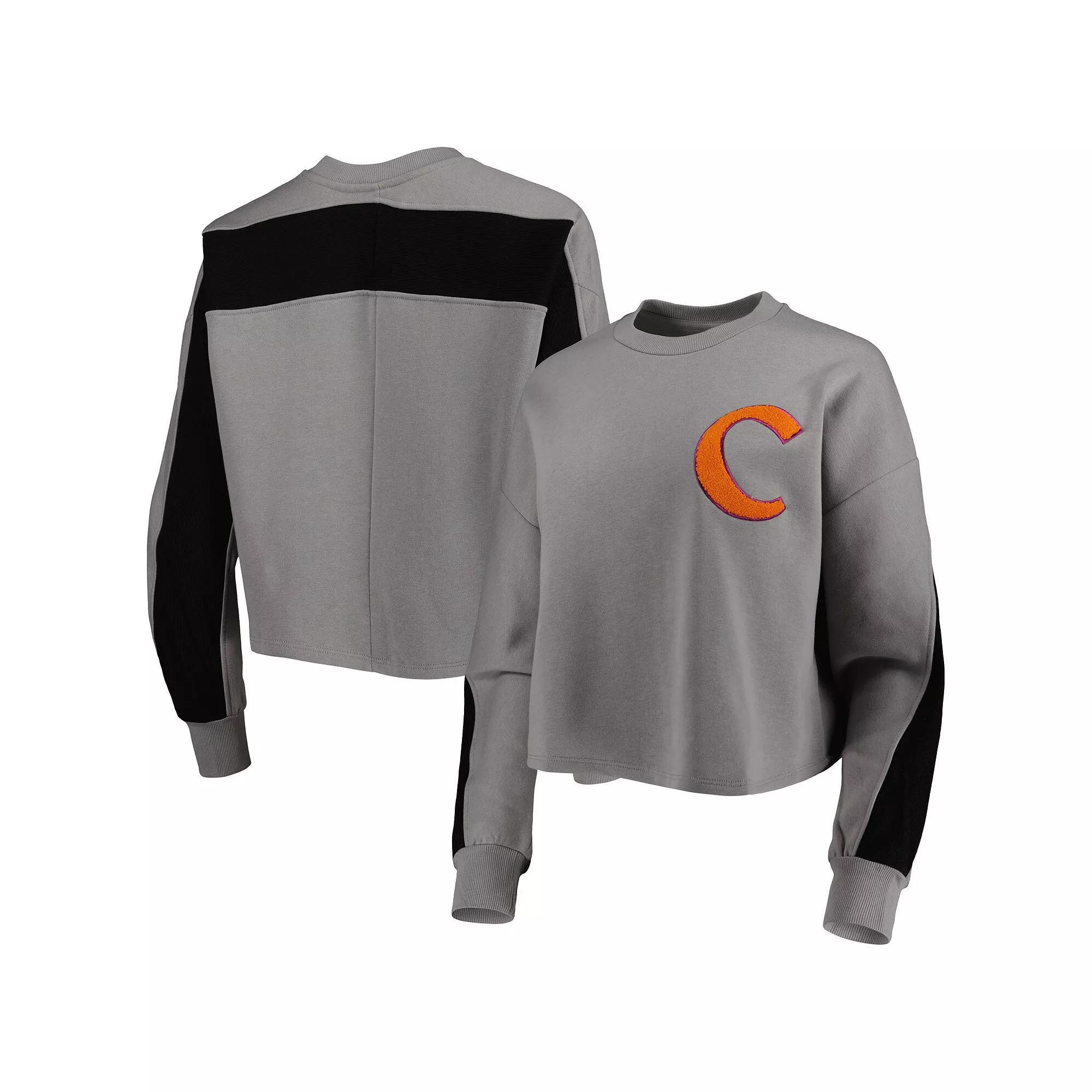 Women's Gameday Couture Gray Clemson Tigers Back To Reality Colorblock Pullover Sweatshirt,  Product Image