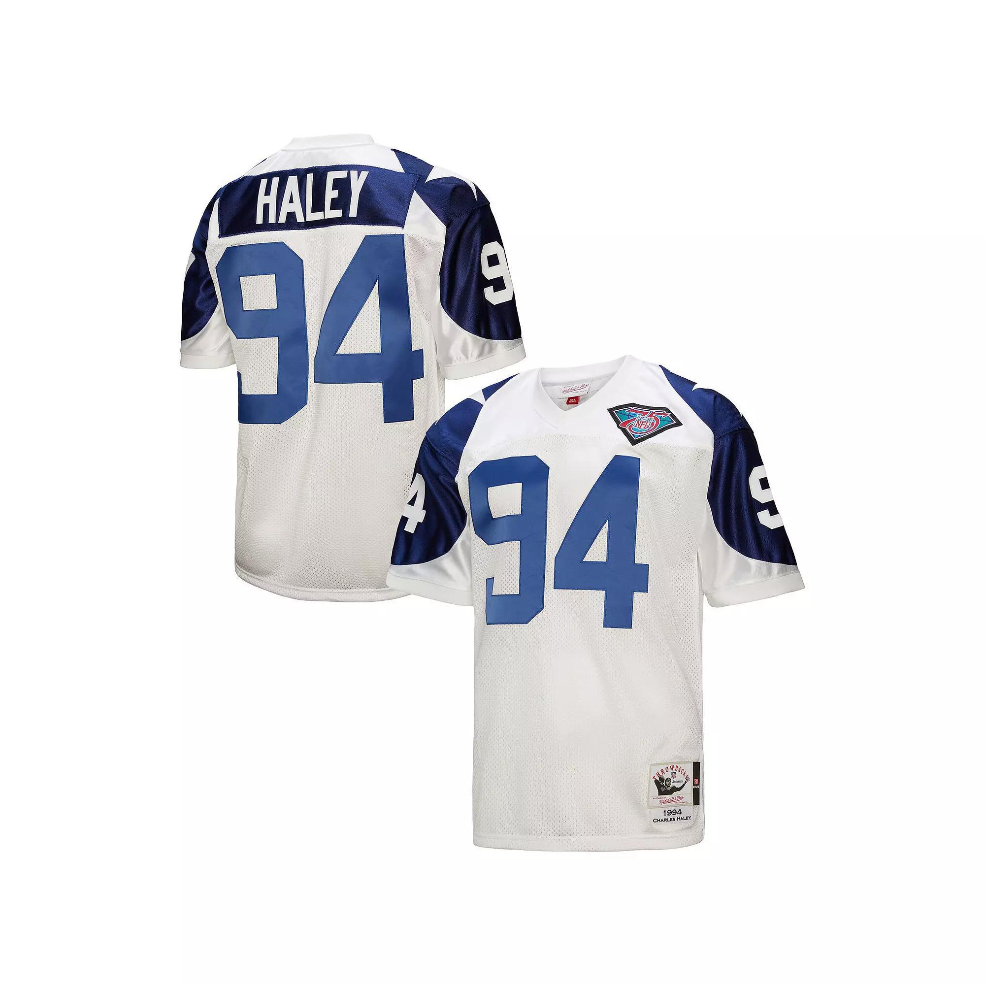 Men's Mitchell & Ness Charles Haley White Dallas Cowboys 1994 Authentic Throwback Retired Player Jersey, Size: 44 Product Image