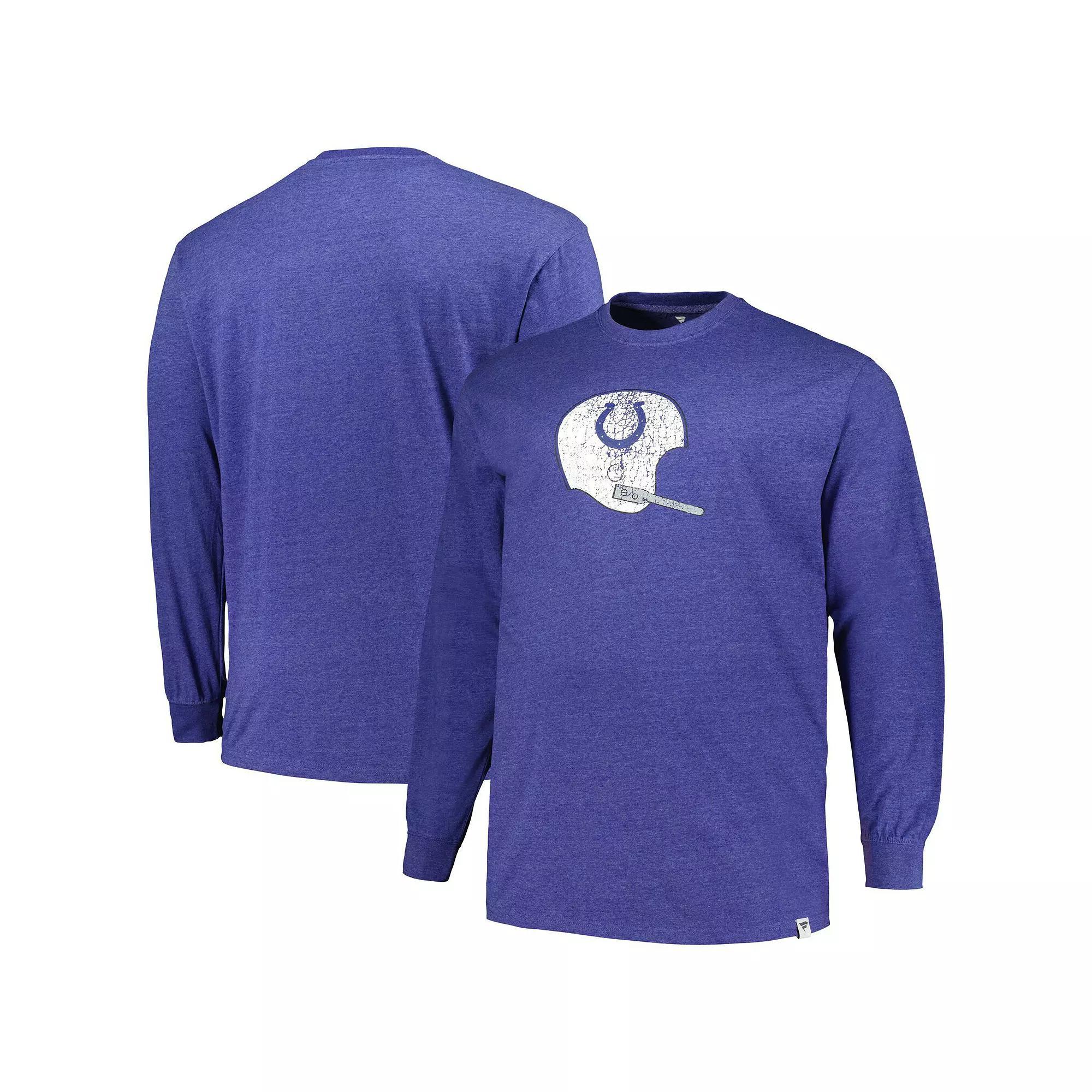 Men's Profile  Heather Royal Indianapolis Colts Big & Tall Throwback Long Sleeve T-Shirt, Size: 3XB, Blue Product Image