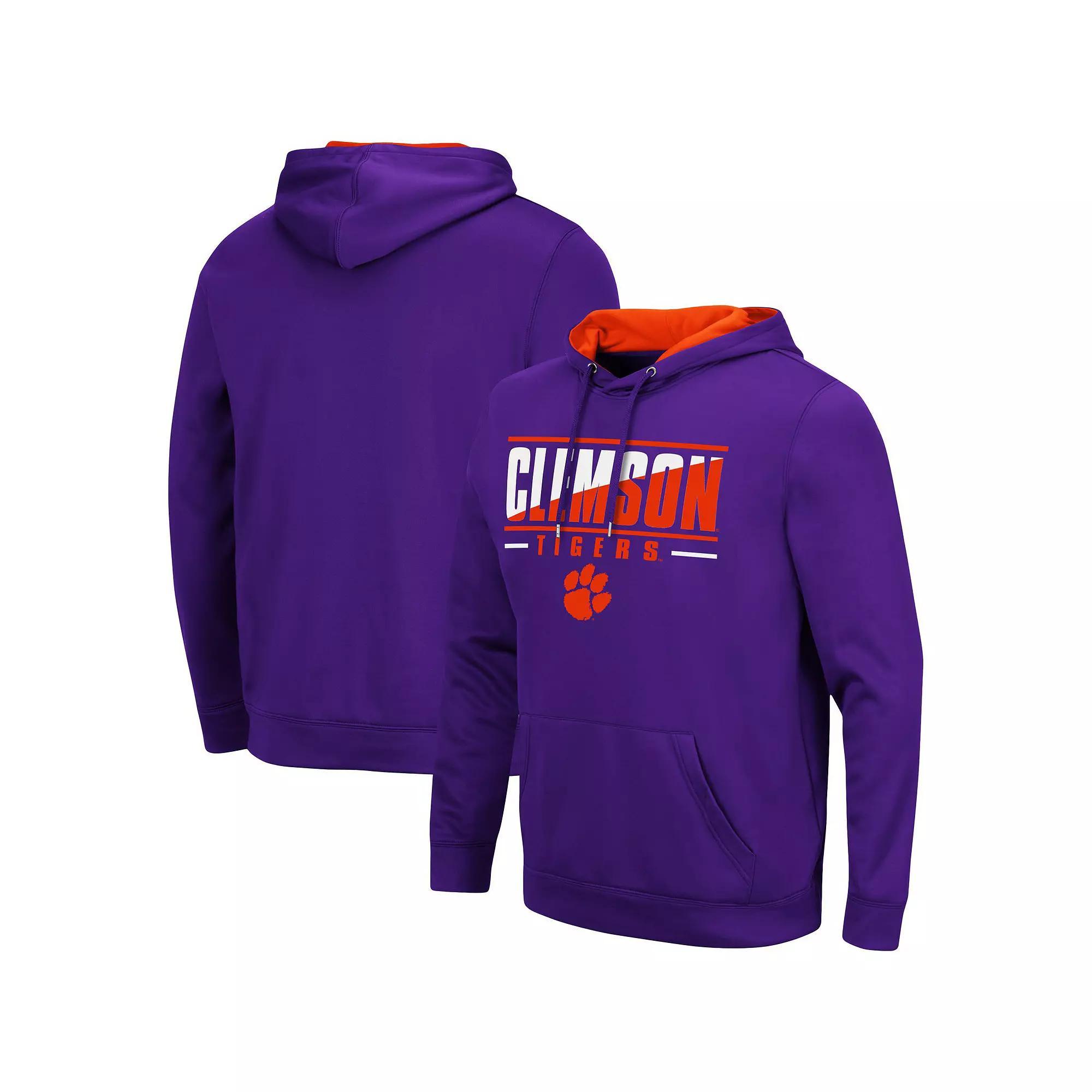 Men's Colosseum Purple Clemson Tigers Slash Stack 2.0 Pullover Hoodie,  Product Image