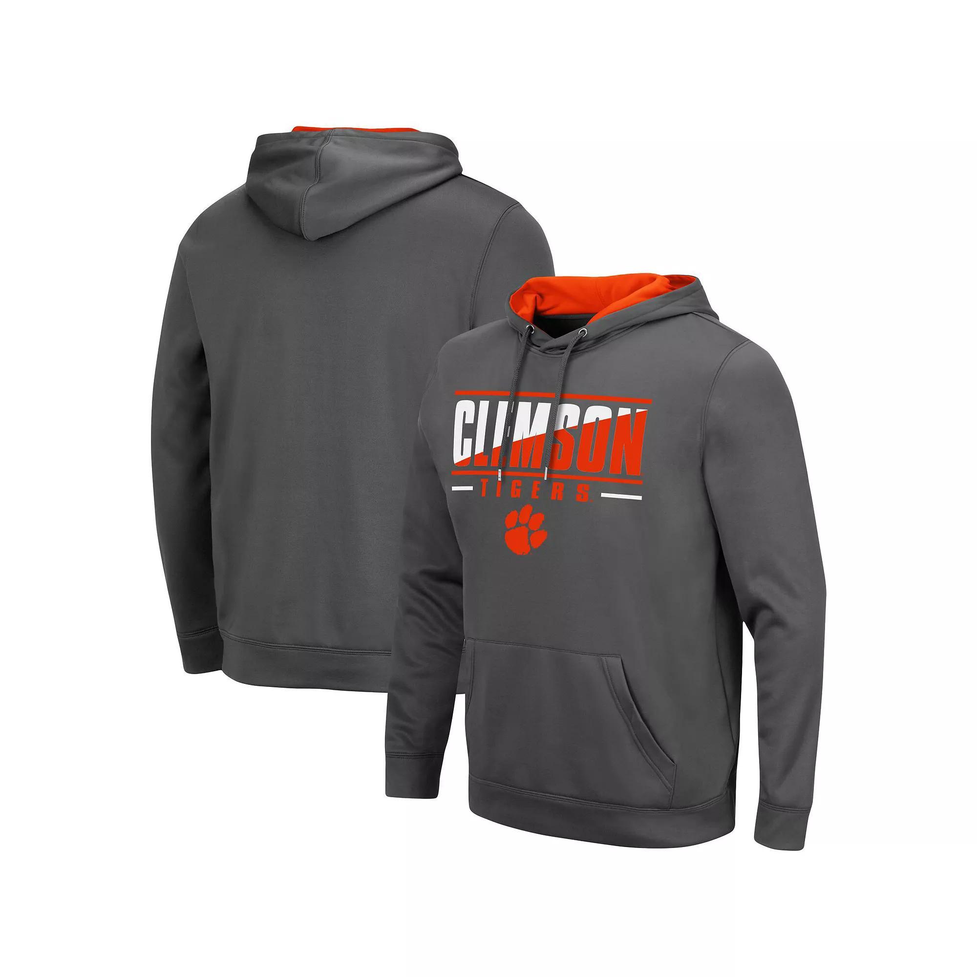 Men's Colosseum Charcoal Clemson Tigers Slash Stack 2.0 Pullover Hoodie, Size: Large Product Image