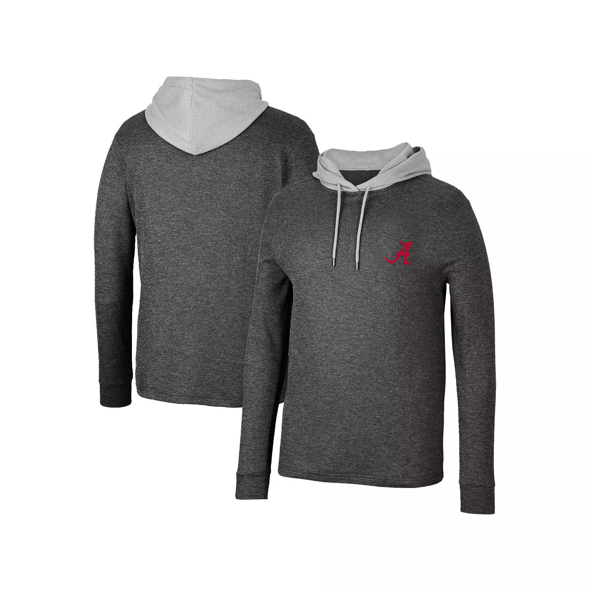 Men's Colosseum Black Alabama Crimson Tide Ballot Waffle-Knit Thermal Long Sleeve Hoodie T-Shirt, Size: Large Product Image