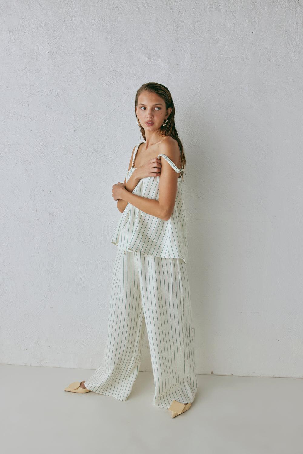 Raya Linen Pants Stripe Product Image