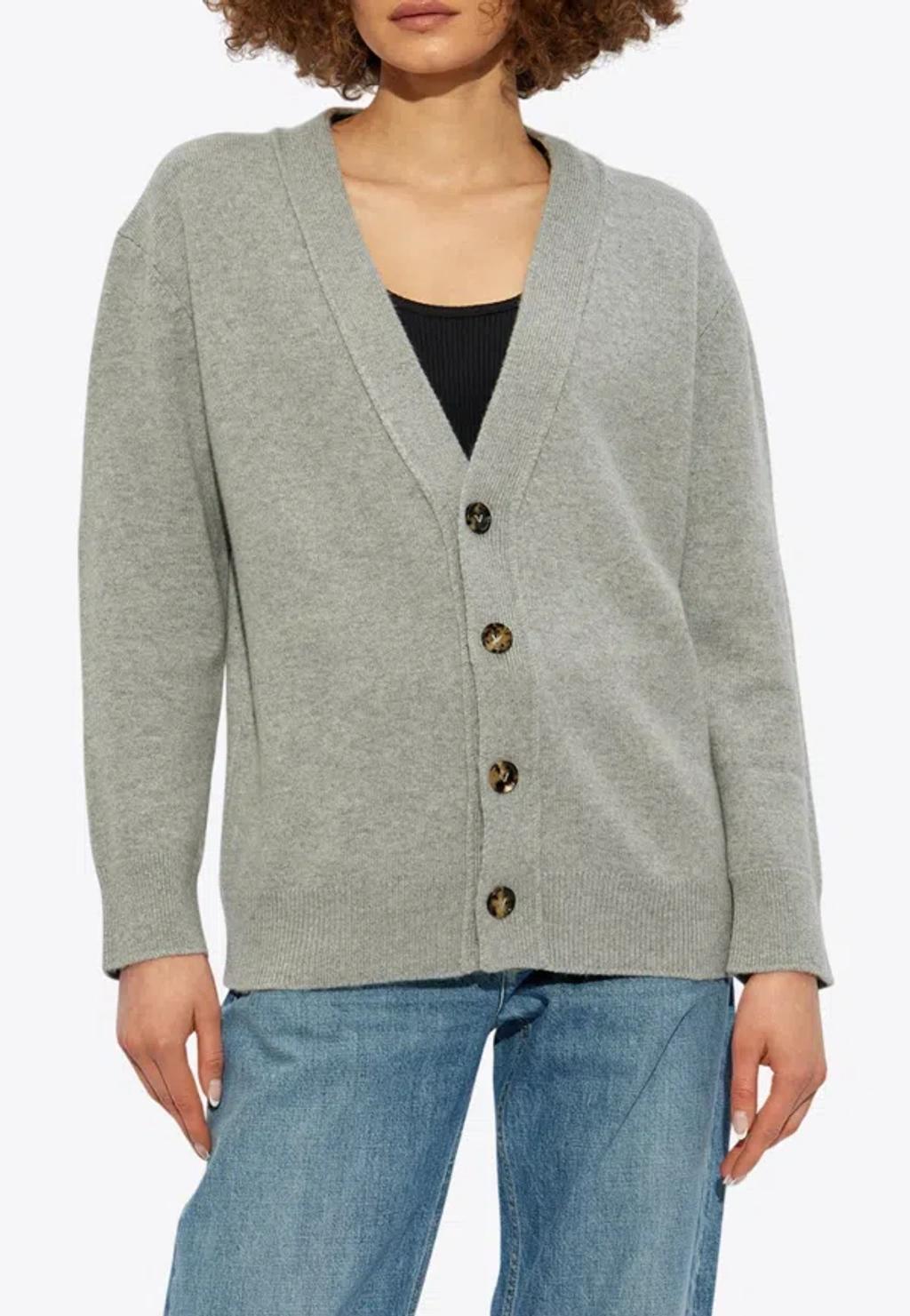 BOTTEGA VENETA Patch Embellished Relaxed Fit Cardigan In Gray Product Image