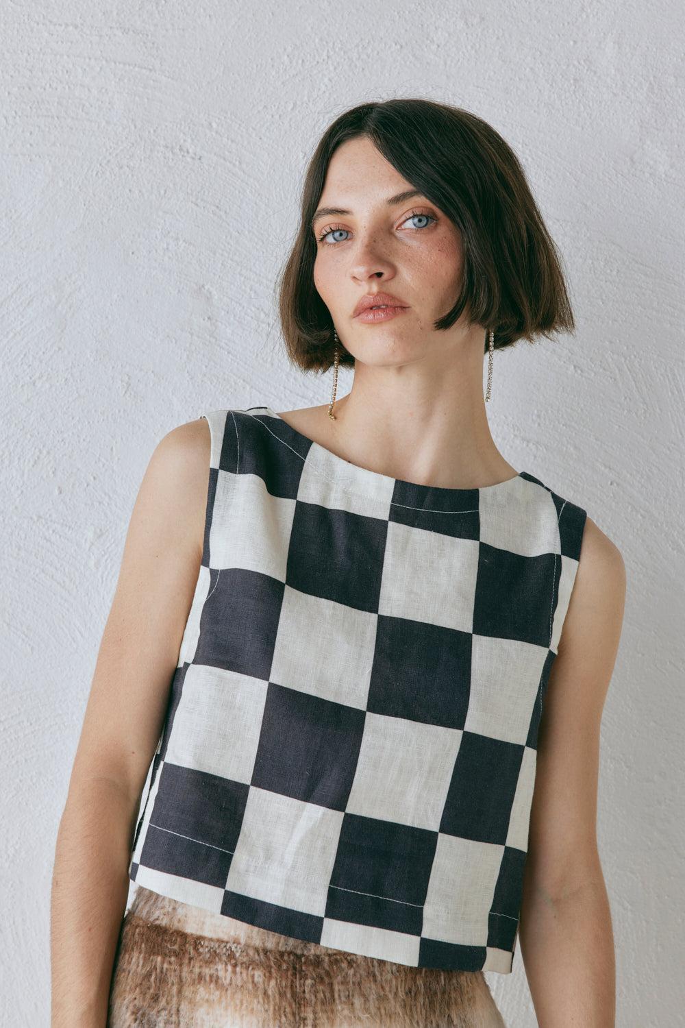 Naya Linen Top Check Product Image