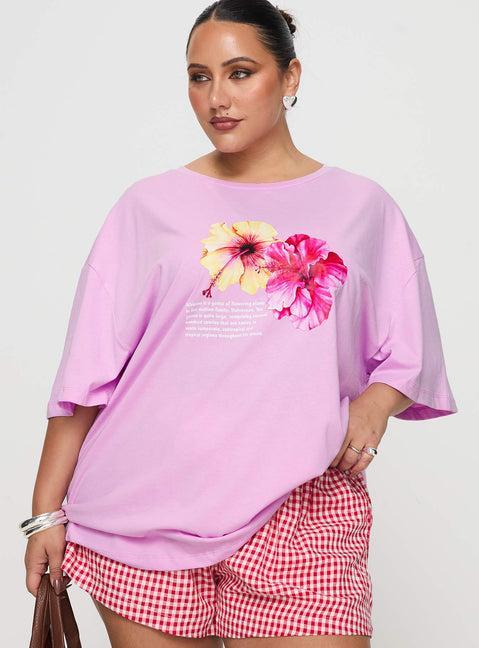 Hibiscus Haven Oversized Tee Pink Curve Product Image