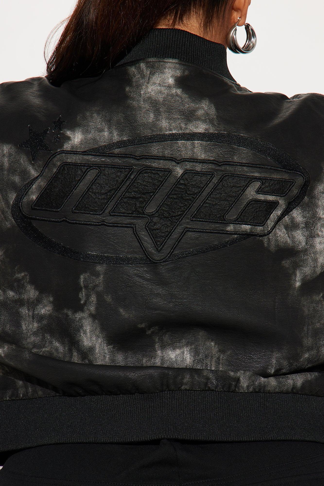 NYC Washed Faux Leather Jacket - Black Product Image