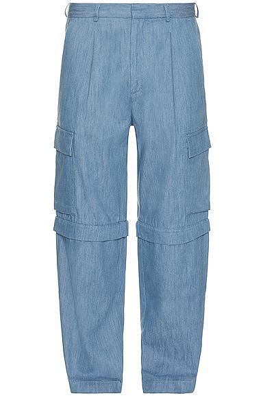 DOUBLE RAINBOUU Cargo Zip Pant in Blue Product Image