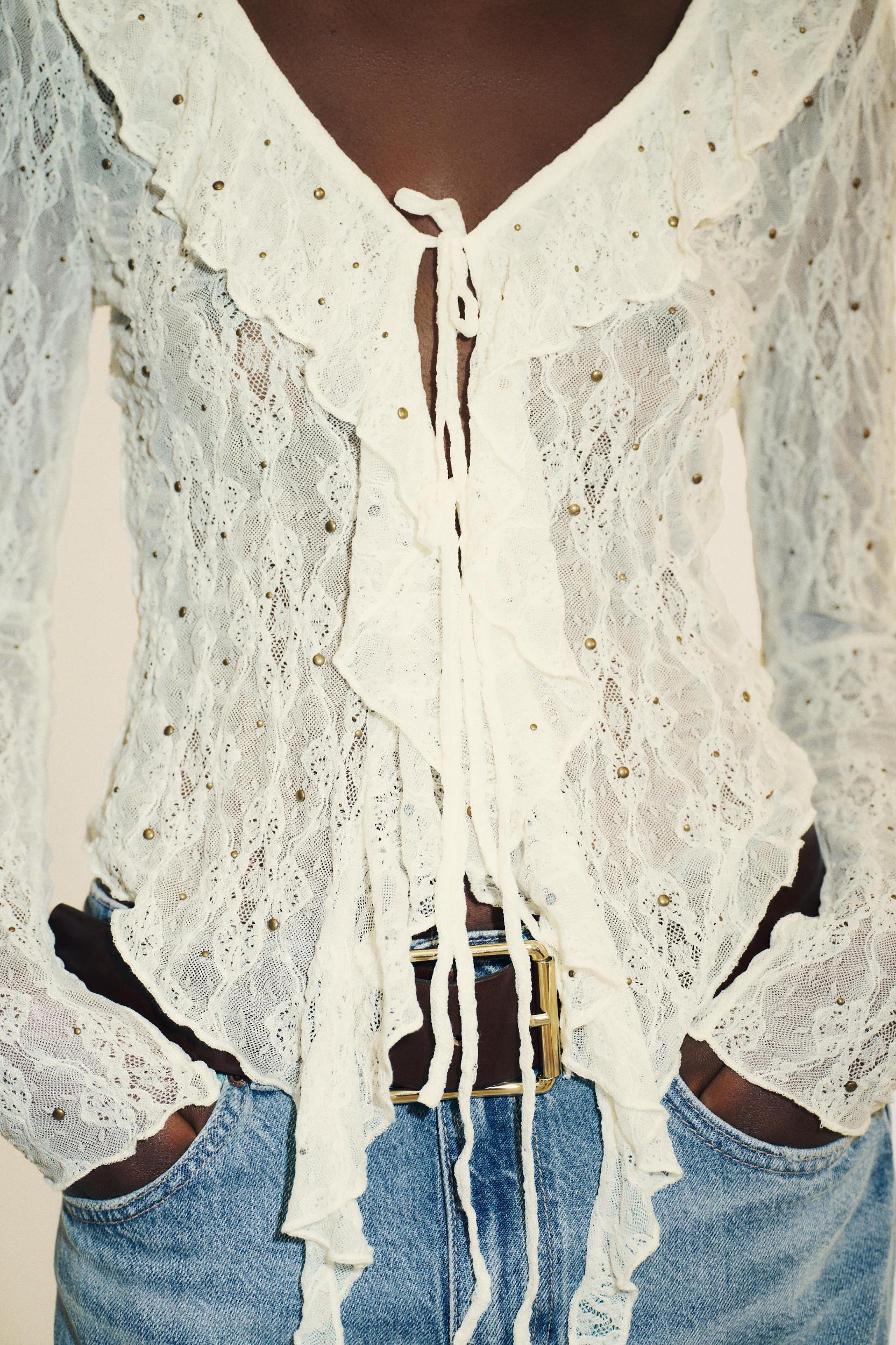 STUDDED LACE TOP Product Image