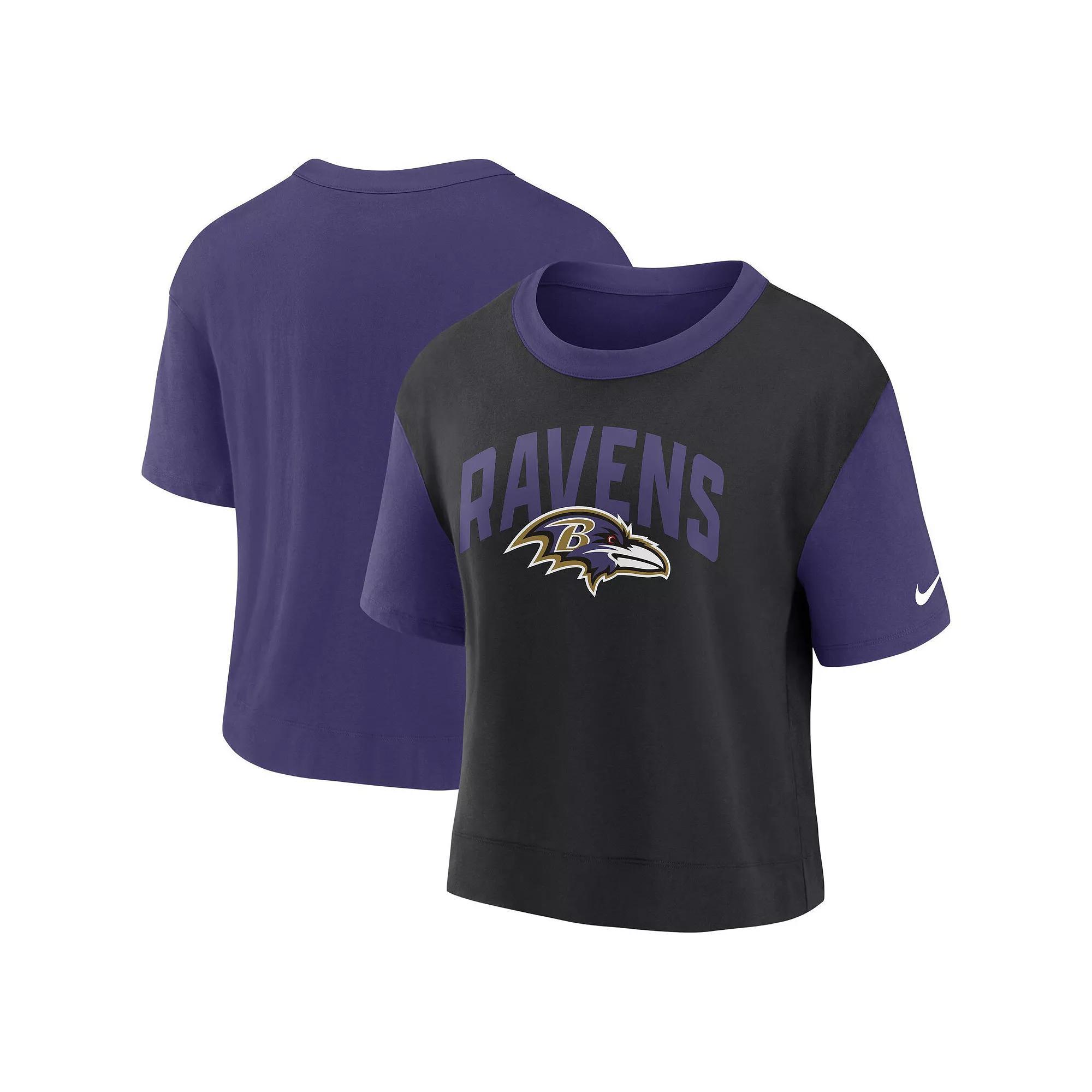 Women's Nike Purple/Black Baltimore Ravens High Hip Fashion T-Shirt, Size: Large Product Image