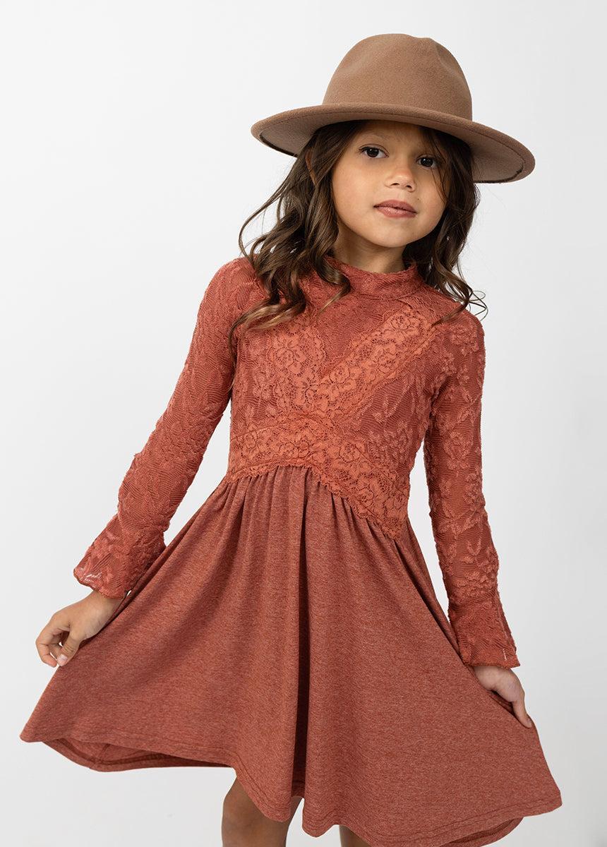 Kaleigh Dress in Terracotta Girls Product Image